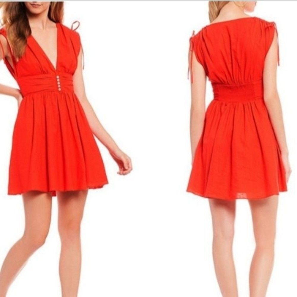 Free People red Roll The Dice mini dress Size small